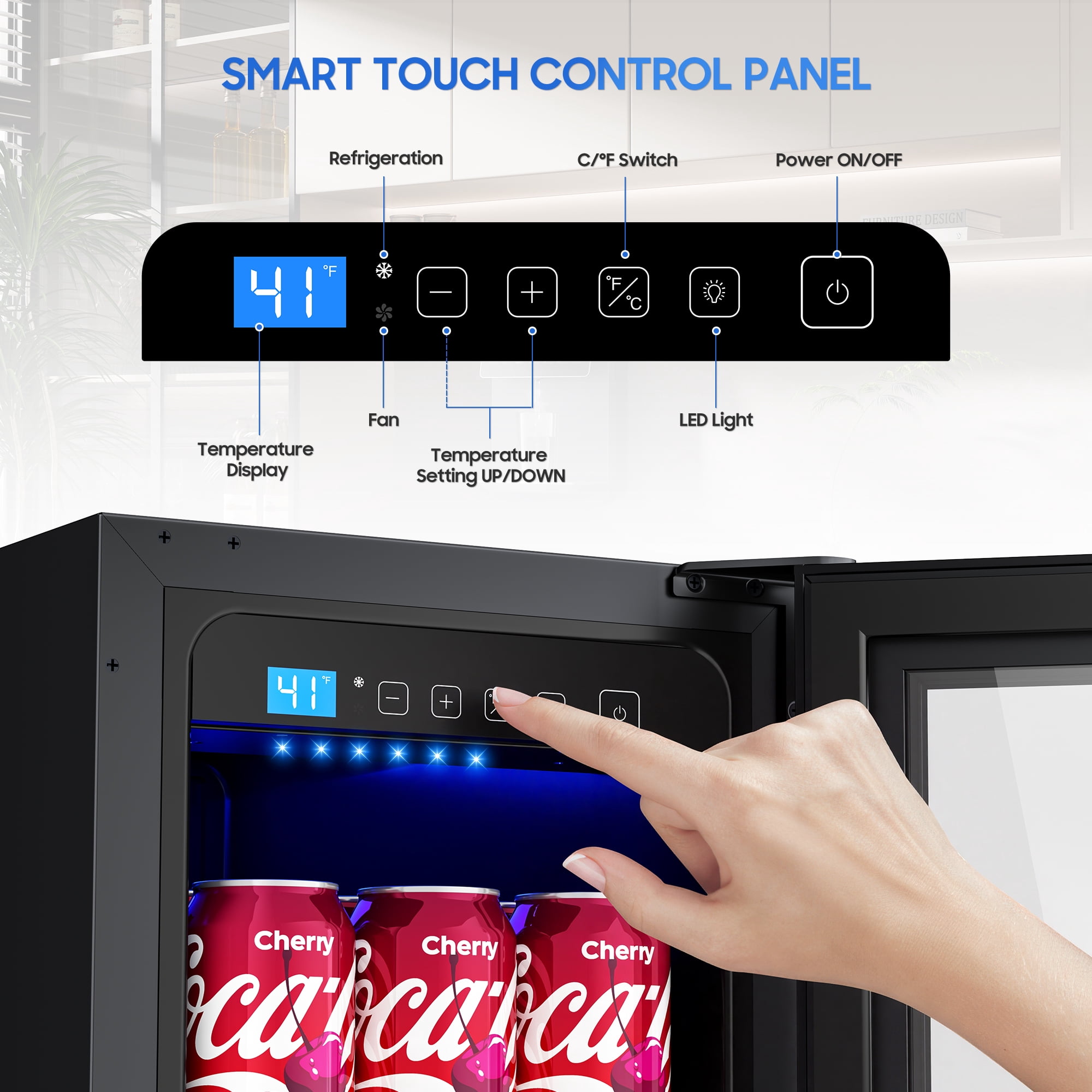 AVAHUM 12 Inch 60-Can Under Counter Beverage Refrigerator, Slim Built-In or Freestanding Drink Cooler, Stainless Steel