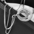 thumbnail image 4 of Femmes Mode Double Cercles Strass Incrusté Longue Chaîne Collier Bijoux Cadeau, 4 of 8