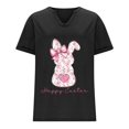 thumbnail image 3 of Corto para las Mujeres Casual Verano 2025 Pascua Impresión V-Cuello Camiseta, Ligero 95% Poliéster 5% Spandex Top para Toda la Temporada Hogar Y Diario, 3 of 7