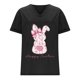 thumbnail image 4 of Corto para las Mujeres Casual Verano 2025 Pascua Impresión V-Cuello Camiseta, Ligero 95% Poliéster 5% Spandex Top para Toda la Temporada Hogar Y Diario, 4 of 7