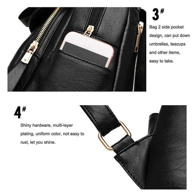 Women PU Backpack Large Capacity Travel Organizer School Solid Color Causal Adjustable Handbag Rucksack Tote Shoulder Bag Light Grey