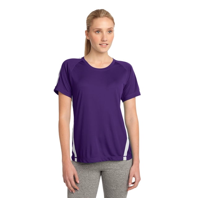 Camiseta SPORT-TEK Colorblock PosiCharge Competitor para mujer, XXL, morado/blanco deporte-tek LST351