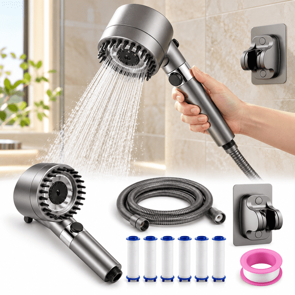 Curear, 3 Modes Wall Mount Detachable Handle/Power Wash Handheld Showerhead