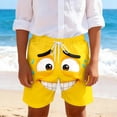 thumbnail image 2 of IWRICH Kids Boys Board Shorts Funny Face Frinted Elastic Drawstring Waist Swim Trunk Summer Casual Beach Bathing Suit,Size 1-14 Years 04-Yellow 110, 2 of 4