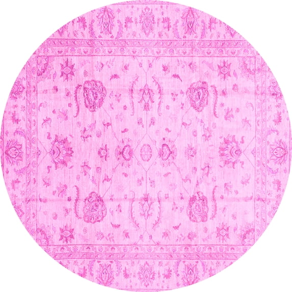 Ahgly Company Indoor Round Oriental Pink Traditional Area Rugs, 7' Round