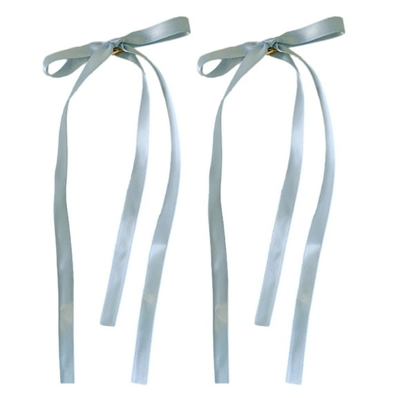 UNTERING Hairpin 2 Pcs Ribbon Bow Elegant 2000s Side Clip Bow Hair Clip Sweet Girls Fairy Bow Long Bowknot Balletcore
