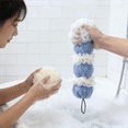 thumbnail image 2 of CasaVibe Loofah Set 4-Piece - 2x120g 3-Segment Loofah Bath Sponge Body Scrubbers + 2x50g Soft Sponge, PET Mesh for Rich Lathering & Gentle Exfoliating, 2 of 5