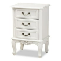 Gabrielle Traditional French Country Provincial White-Finished 3-Drawer Wood Nightstand