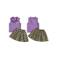 thumbnail image 2 of BemeyourBBs Toddler Baby Girl Mardi Gras Outfit Carnival Summer Clothes Sleeveless Lapel Collar Solid Color/Striped Vest Tank Tops Pleated Skirt Set, 2 of 9