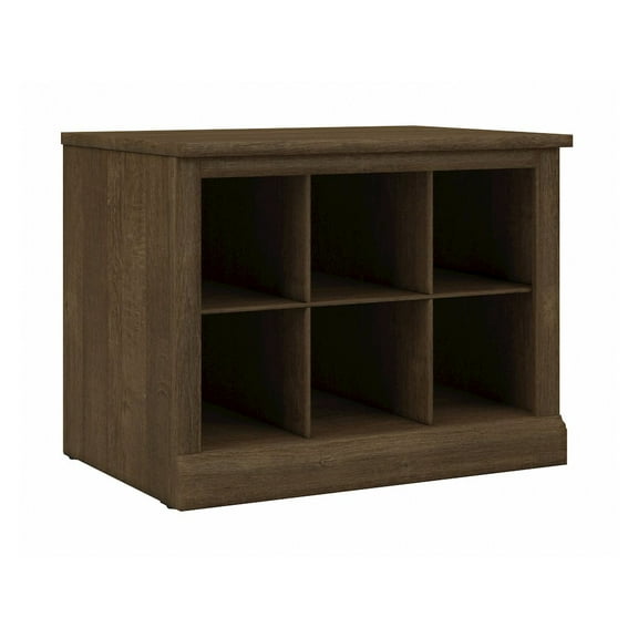 Woodland 24W Small Shoe Bench with Shelves in Ash Brown - Engineered Wood