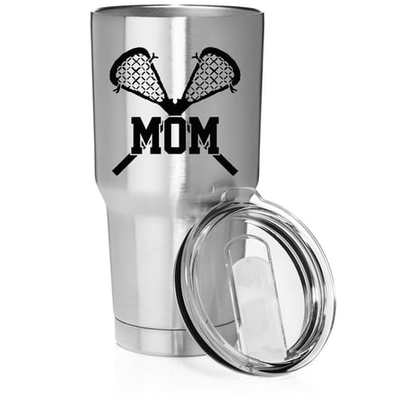 Smooth Body Tumbler Stainless Steel Vacuum Insulated Travel Mug Cup Gift Lacrosse Mom (Stainless Steel 30 oz)