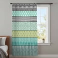 thumbnail image 3 of Teal Black Boho Semi Sheer Curtains Drapes for Living Room, Bedroom, French Doors Window 54 Inches Long, Vintage Ethnic Tribe Abstract Art Rod Pocket Chiffon Curtain Drapery Voile Draperies Panel, 3 of 8