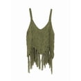 thumbnail image 4 of Women'S Fringe Camis Western Cowgirl Tassel Tank Tops Sleeveless V-Neck Crochet Top Spaghetti Straps Vest Green M, 4 of 9
