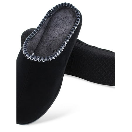 

Topumt Mens Classic Suede Memory Foam Slippers Durable Sole
