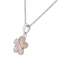 thumbnail image 2 of 925 Sterling Silver Simulated Opal Flower Floral Womens Pendant Necklace, 2 of 4