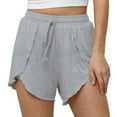 thumbnail image 1 of TWZH Women Solid Color Layered Knitted Side Split Elastic Waist Shorts, 1 of 3