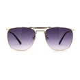 thumbnail image 3 of Hipster Crossbar Double Bridge Rectangle Metal Rim Sunglasses Gold Smoke, 3 of 4