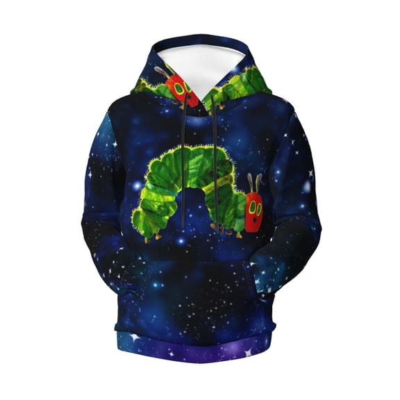 Boys Girls Hungry Caterpilla Pullover Hoodies 3D Print Novelty Colorful Kids Hoodie Sweatshirts with Pocket