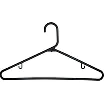 International Hanger, Black Plastic Tubular Clothes Hangers with Pant Bar and Hooks for Straps, 36 Pack