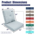 thumbnail image 3 of Giantfurnni Outdoor Patio Deep Cushions Set of 2, 25''×22''Waterproof Fade Resistant Seat & Back Cushion,for Chair Sofa Couch,Patio Poolside Porch,Baby Blue, 3 of 7