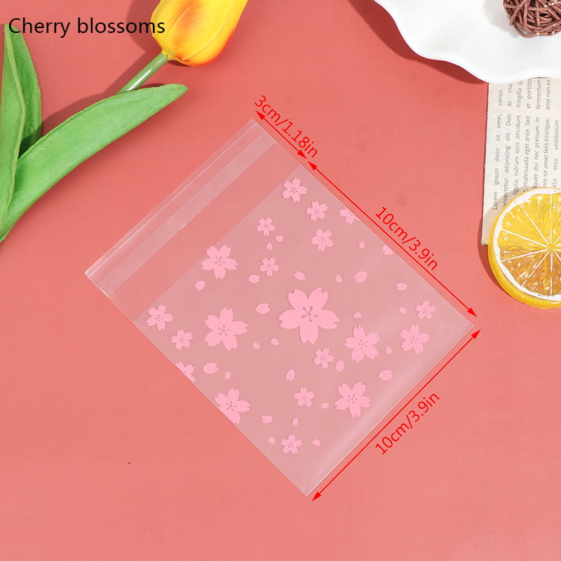 100x/Set Dots Cherry Blossoms Cookie Candy Bag Plastic Package Holder Gift Z8 