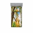 thumbnail image 2 of Ambesonne Landscape Fitted Sheet & Pillow Sham Set, Vibrant Summer Sky, Queen, Green Brown, 2 of 3