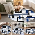 thumbnail image 5 of Round Rugs 4Ft, Blue Black Geometric Round Area Rug Washable Indoor Throw Carpet, Modern Minimalist Stripes Aesthetic Soft Non Slip Circle Rug for Kitchen Nursery Room Home Decor Aesthetic, 5 of 8