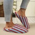 thumbnail image 6 of KEVCHE Stripe Fluffy Slippers for Women, Chic Fashion Casual Cute House Shoes, Comfortable Indoor Outdoor Vacation Bathroom Footwear with Soft Sole, Lightweight Non-Slip Home Slippers for Daily, 6 of 7