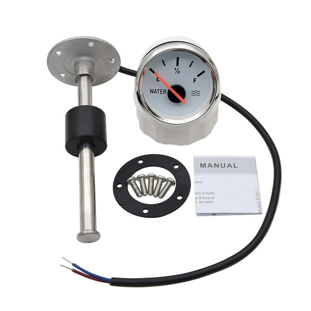 Water Level Gauge With Water Level Sensor 52mm Water Tank Level Indicator With Red Backlight 0-190 Ohm Sensor ,Easy to Install