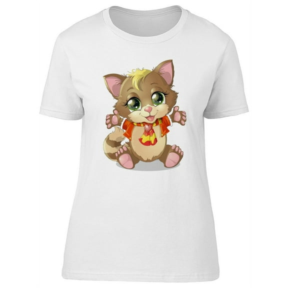 Cute Happy Baby Kitten T-Shirt Women -Image by Shutterstock, Female Medium