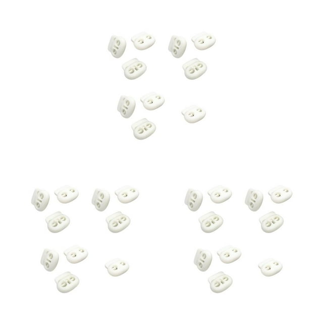 kurtrusly 10 Pcs Verrous de Cordon à Ressort Cordon à Bascule Clip de Cordon Accessoires de Couture Attache Bouchon Rond Blanc 3Ensemble