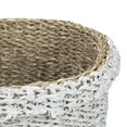 thumbnail image 4 of Set of 3 Beige and White Round Wicker Table and Floor Baskets, 4 of 7