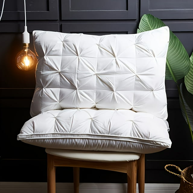 Luxury Plush Hotel-Style Bed Pillow - Extra Large Deep Comfort, Soft & Pressure-Resistant, Zippered Removable Polyester Cover, Machine Washable, All-Season Elegant Bed Cushion for Home