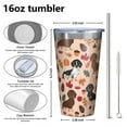 thumbnail image 4 of 16oz Tumblers Fall Dachshund and Pumpkin Stainless Steel Vacuum Insulated Double Wall Travel Tumbler Cups Mug with Lid and Straw,Cleaning Brush for Coffee,Tea, 4 of 4