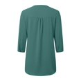 thumbnail image 4 of Womens Casual Chiffon Blouses 3/4 Sleeve Loose V Neck Pleated Button Down Shirts round Neck Tee Sports Tops for Women Training Shirt Women Womens Dressy Tee Shirts T Shirt Set Women Summer Tees for, 4 of 6