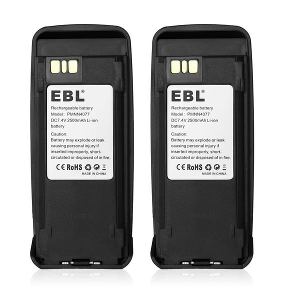 EBL 2-Pack 2500mAh 7.4V Li-Ion Battery for Motorola Two-way Radio XPR 6100, XPR6300, XPR6350, XPR6380, XPR6500 PMNN4077, XPR6550, XPR6580