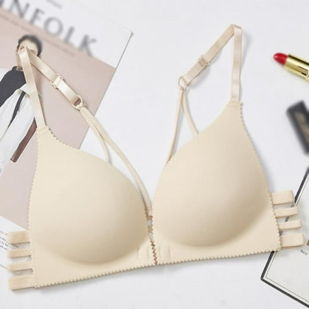 

Seamless Bra Gathering Thin Shoulder Straps Cross Front Buckle Style Beautiful Back Triangle Cup Underwear Bra