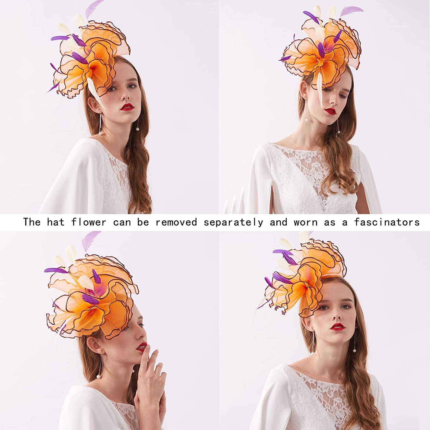 Womens Organza Church Kentucky Derby Hat Flower Fascinator 