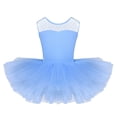 thumbnail image 3 of Niños Niñas mangas cortas Lyrical Classique malla elástica empalme espalda en forma de U Ballet danza gimnasia leotardo niñas vestido tutú, 3 of 5