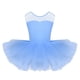 thumbnail image 3 of Niños Niñas mangas cortas Lyrical Classique malla elástica empalme espalda en forma de U Ballet danza gimnasia leotardo niñas vestido tutú, 3 of 5