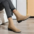 thumbnail image 4 of Oyedens Dress Boots for Women Ladies Fall Pointed Toe Slip on Sock Ankle Booties Mid Calf Boots, 4 of 7