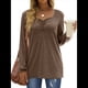 thumbnail image 2 of Blusa Elegante Informal con Cuello en Forma de Corazón y Larga para Mujer, Color Liso, Estilo Túnica, Tipo Suéter. Café XXL, 2 of 5