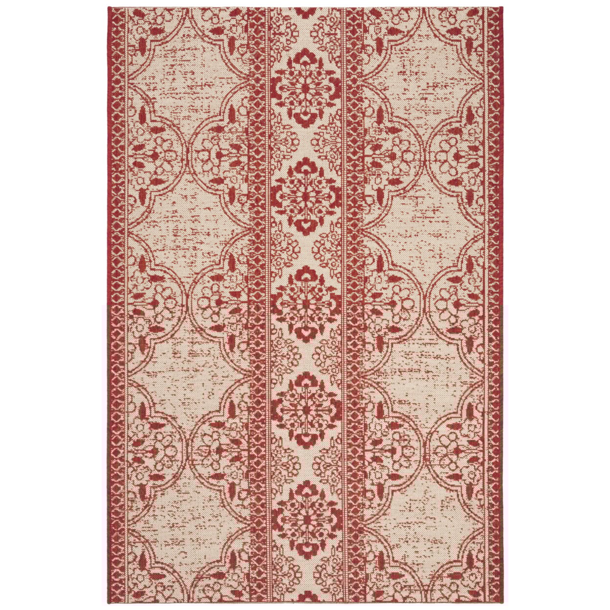 thumbnail image 4 of SAFAVIEH Beach House Justine Geometric Indoor/Outdoor Area Rug, Red/Creme, 4' x 4' Square, 4 of 8