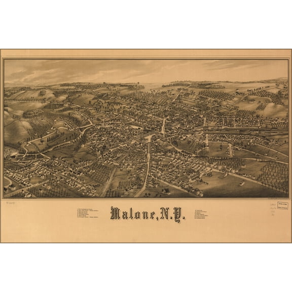 24"x36" Gallery Poster, map of Malone, New york 1886
