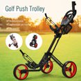 thumbnail image 5 of Goplus Folding 3 Wheels Golf Push Cart W/Brake Scoreboard Adjustable Handle Red, 5 of 10