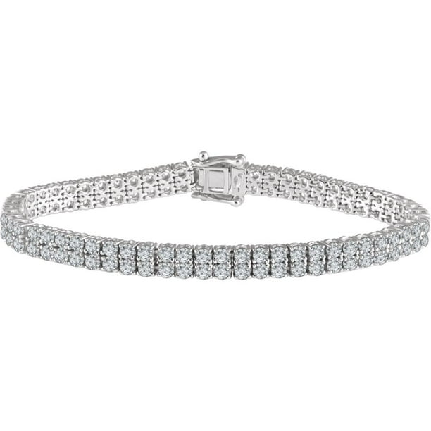 Jewelry 925 Sterling Silver Polished Cubic Zirconia 7 Inch Line Bracelet
