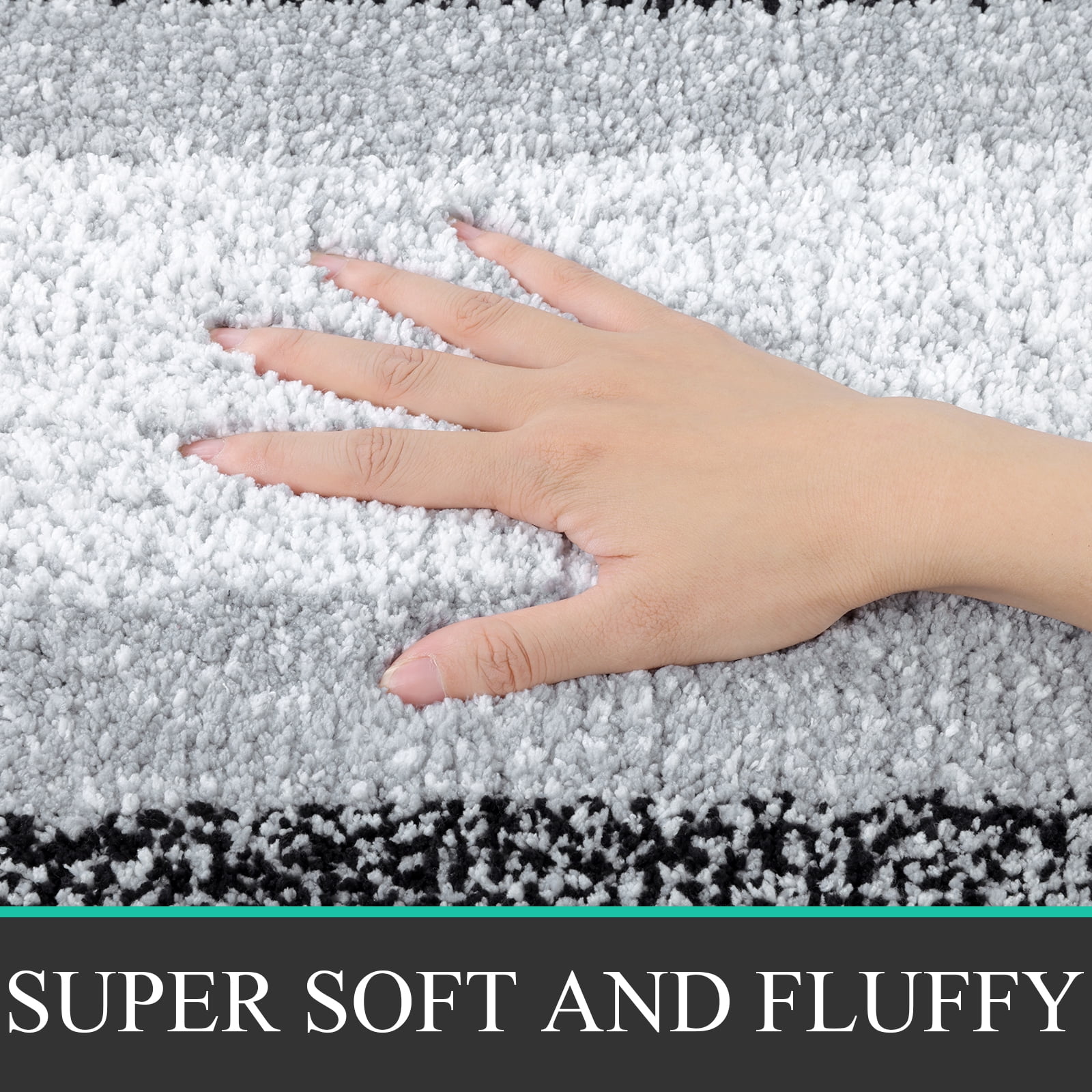 Ileading 3 Piece Bath Rug Set Microfiber Washable Non Slip Bathroom Rug and Mat Set, Black