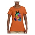 thumbnail image 2 of Neon Rainbow Horse Animal Lover Womens Graphic T-Shirt, Orange, Large, 2 of 3