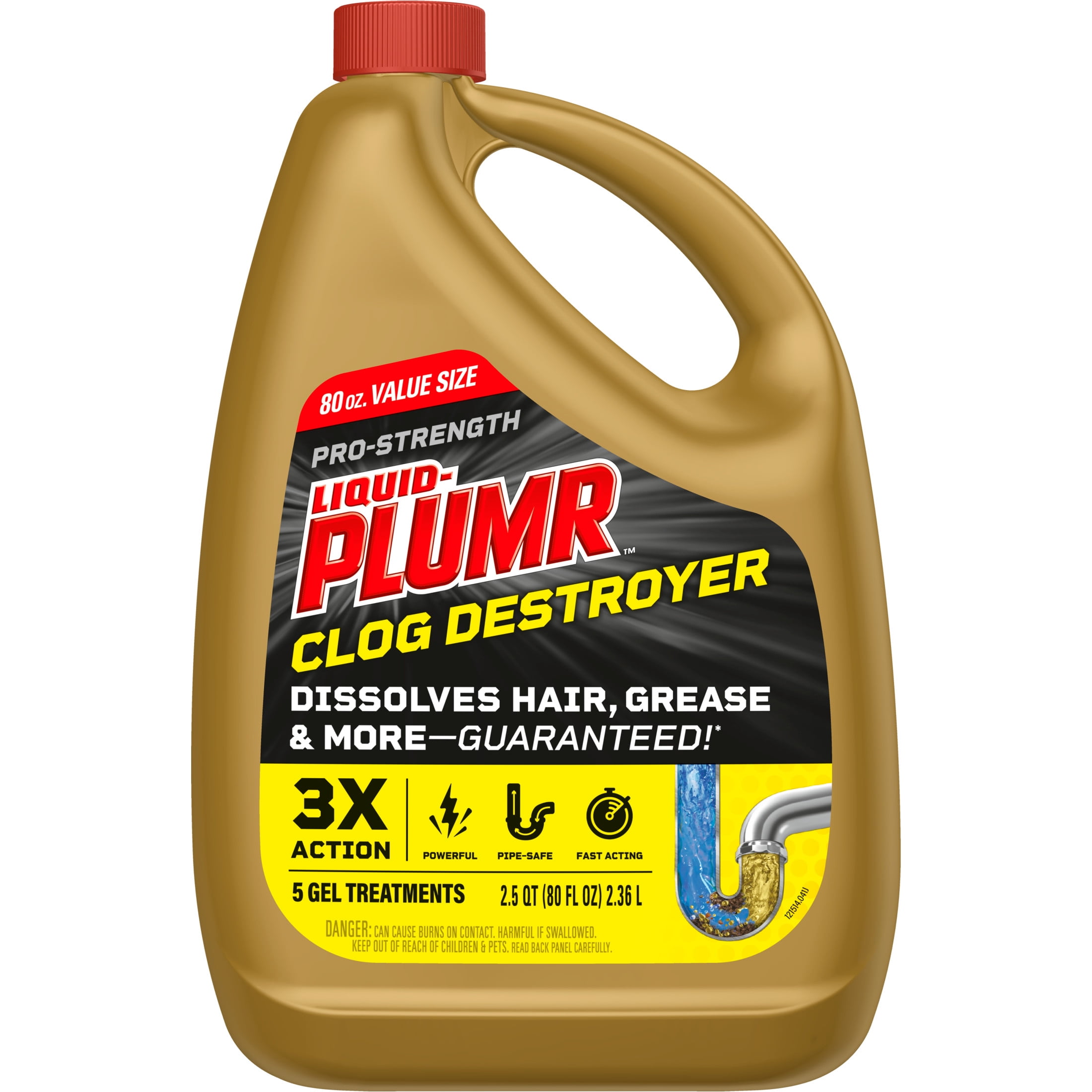 Liquid-Plumr Pro-Strength Clog Destroyer, Liquid Drain Cleaner, 80 fl oz