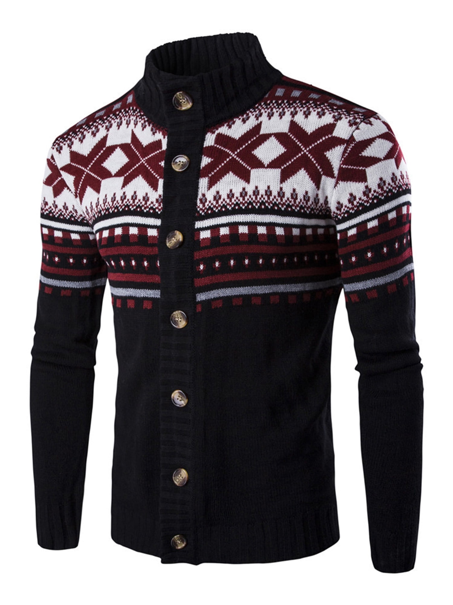 Men Christmas Sweater Button-down Color 